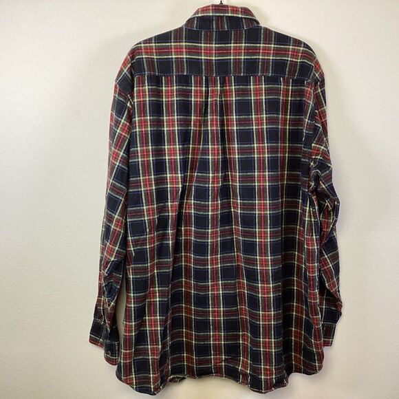 LL Bean Shirt 2XL Tall Windowpane Plaid Black Red Flannel Button Down Outdoor - Picture 2 of 7